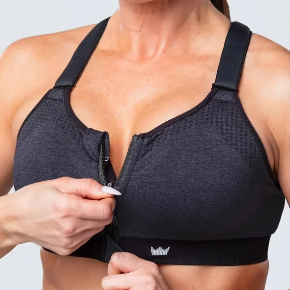 SHEFIT Low Impact Sports Bra Heathered Indigo sz Luxe Brand New